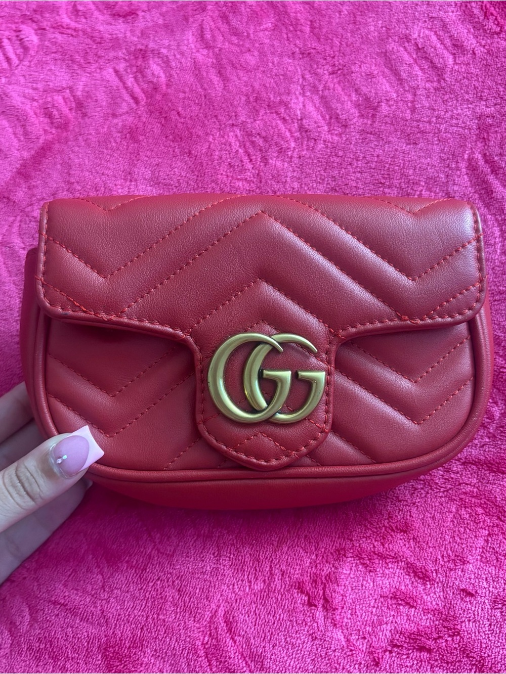 Gucci Red Marmont Quilted Pouch